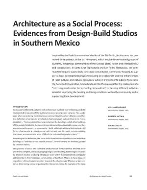 Architecture As a Social Process: Evidences from Design-Build Studios in Southern Mexico