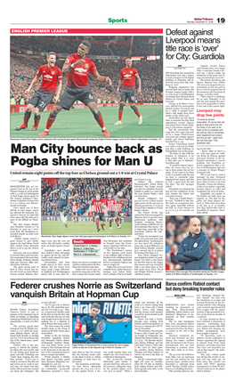 Man City Bounce Back As Pogba Shines for Man U
