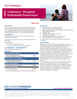 Voluntary Hospital Indemnity Insurance