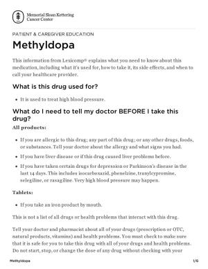 Methyldopa | Memorial Sloan Kettering Cancer Center