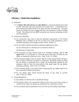 Chickee / Chiki Hut Guidelines