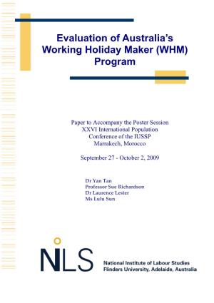 Evaluation of Australia's Working Holiday Maker (WHM) Program
