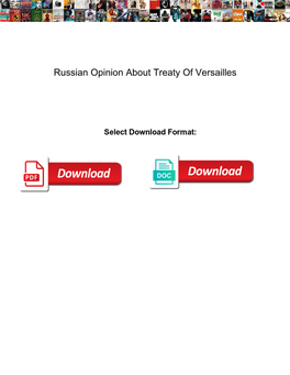 Russian Opinion About Treaty of Versailles
