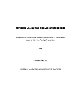 Turkish Language Provision in Berlin