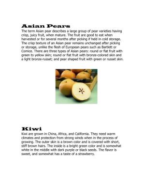Asian Pears Kiwi