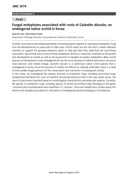 Fungal Endophytes Associated with Roots of Calanthe Discolor, An