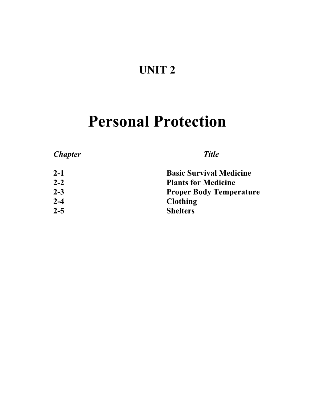 Personal Protection