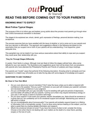 Read This Before Coming out to Your Parents