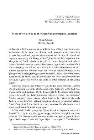 Observations on Oghuz Immigration Anatolia