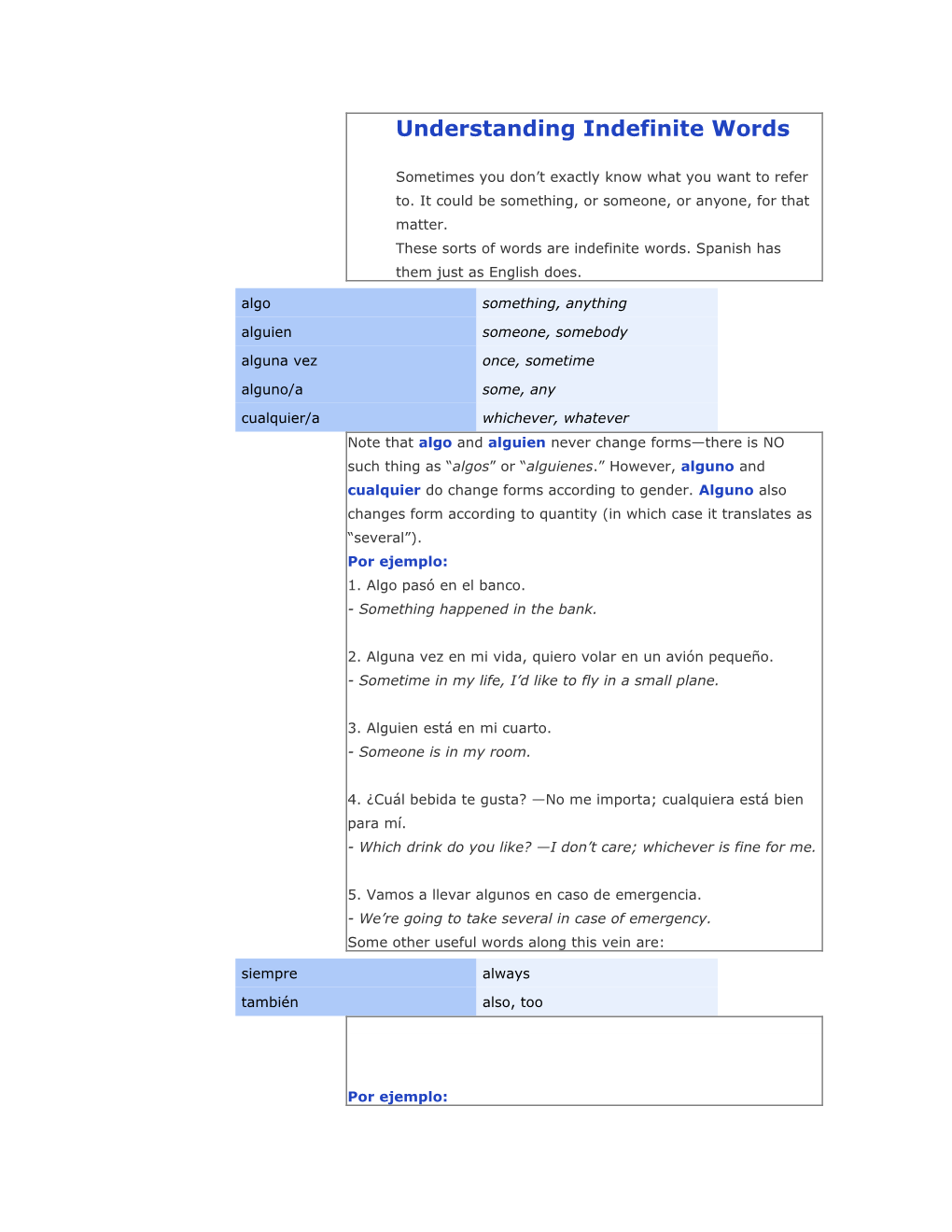 Understanding Indefinite Words