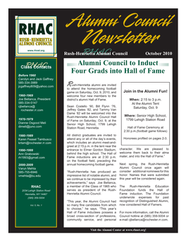 Alumni Council to Induct Four Grads Into Hall of Fame RHAC