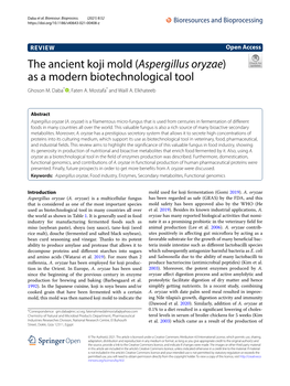 Aspergillus Oryzae) As a Modern Biotechnological Tool Ghoson M
