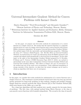 Universal Intermediate Gradient Method for Convex Problems with Inexact Oracle