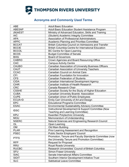 Acronyms and Commonly Used Terms