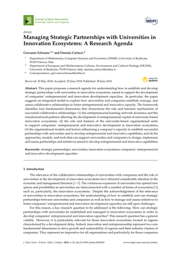 Managing Strategic Partnerships with Universities in Innovation Ecosystems: a Research Agenda