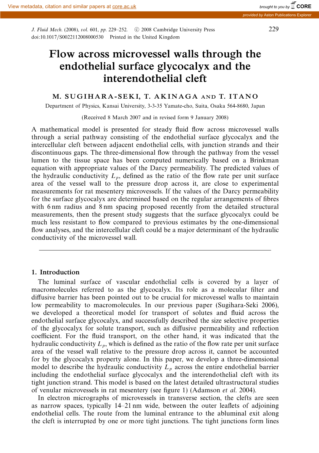 Flow Across Microvessel Walls Through the Endothelial Surface Glycocalyx and the Interendothelial Cleft