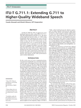 ITU-T G.711.1: Extending G.711 to Higher-Quality Wideband Speech