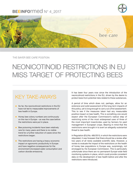 Neonicotinoid Restrictions in Eu Miss Target of Protecting Bees
