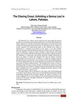 The Charing Cross: Unfolding a Genius Loci in Lahore, Pakistan