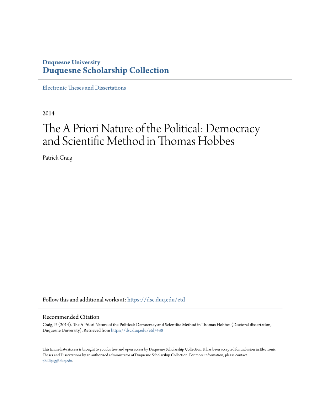 Democracy and Scientific Method in Thomas Hobbes