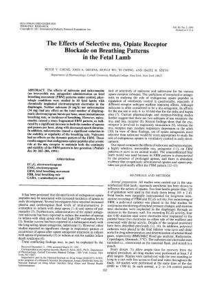The Effects of Selective Mul Opiate Receptor Blockade on Breathing Patterns in the Fetal Lamb