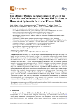 The Effect of Dietary Supplementation of Green Tea Catechins on Cardiovascular Disease Risk Markers in Humans: a Systematic Review of Clinical Trials