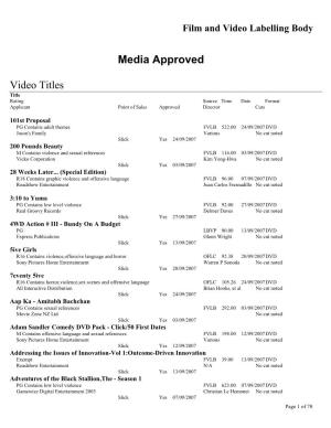 Media Approved Video Titles