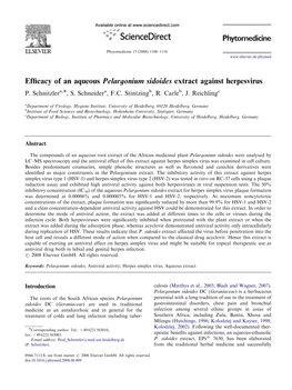 Efficacy of an Aqueous Pelargonium Sidoides Extract Against Herpesvirus