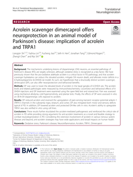 Acrolein Scavenger Dimercaprol Offers Neuroprotection in an Animal Model