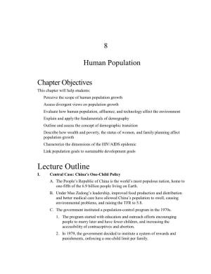 8 Human Population Chapter Objectives