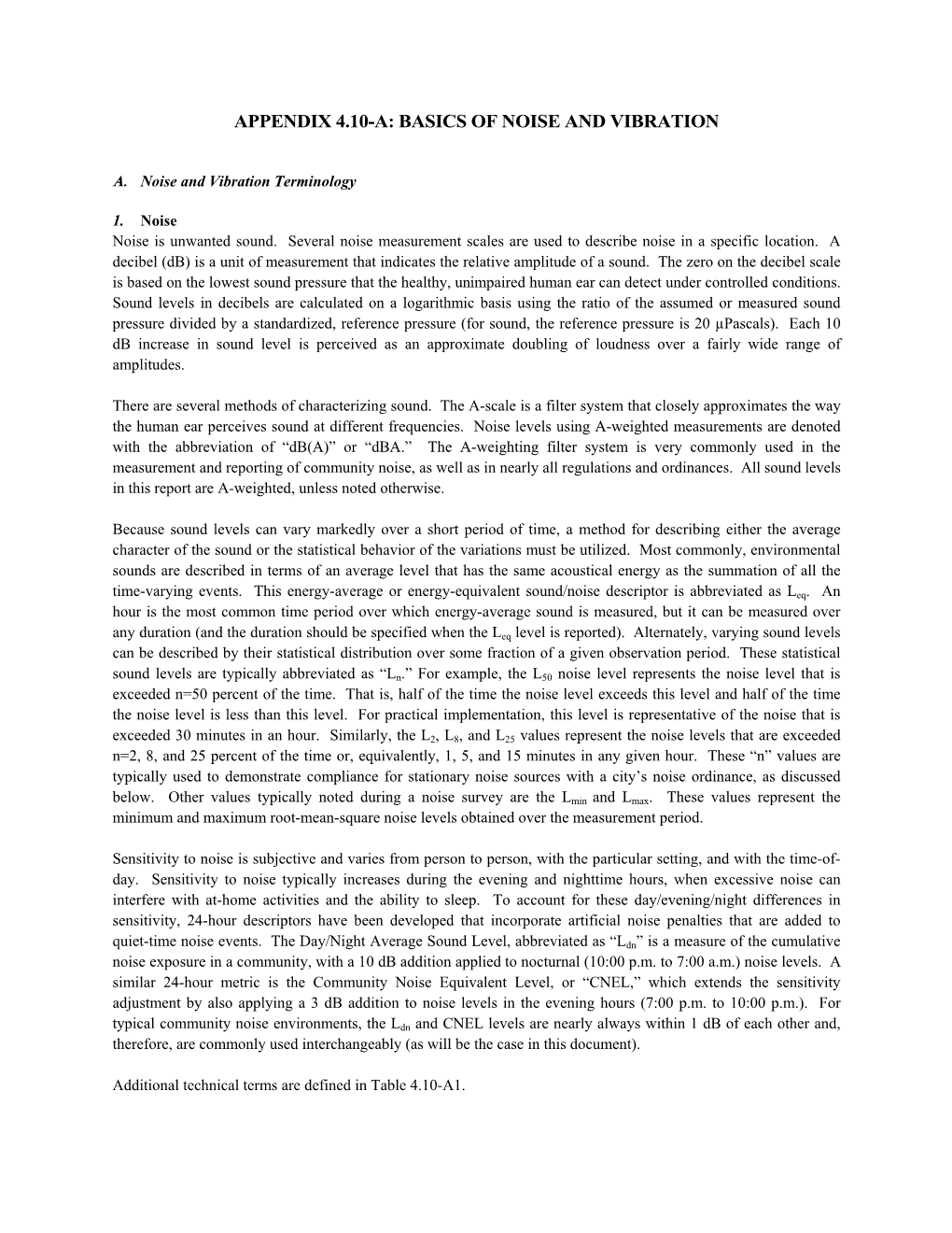Appendix 4.10-A: Basics of Noise and Vibration