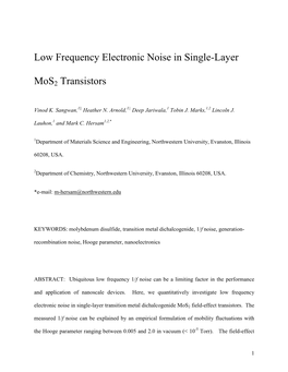 Low Frequency Electronic Noise in Single-Layer Mos2 Transistors