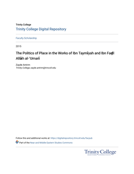 The Politics of Place in the Works of Ibn Taymīyah and Ibn Faḍl Allāh Al-ʿumarī