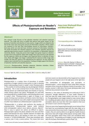 Effects of Photojournalism on Reader's Exposure and Retention