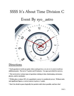 SSSS It's About Time Division C Event by Syo Astro