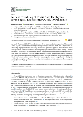 Fear and Trembling of Cruise Ship Employees: Psychological Eﬀects of the COVID-19 Pandemic