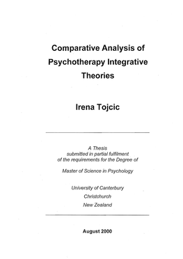 Comparative Analysis of Psychotherapy Integrative Theories