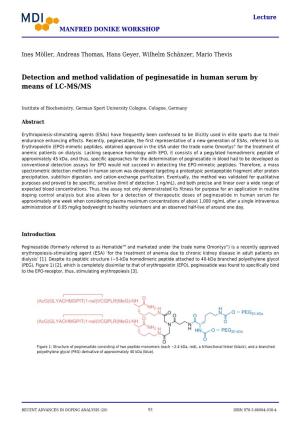 Detection and Method Validation of Peginesatide in Human Serum by Means of LC-MS/MS