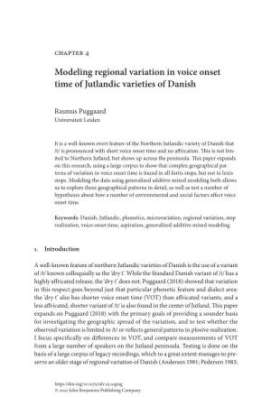 Modeling Regional Variation in Voice Onset Time of Jutlandic Varieties of Danish