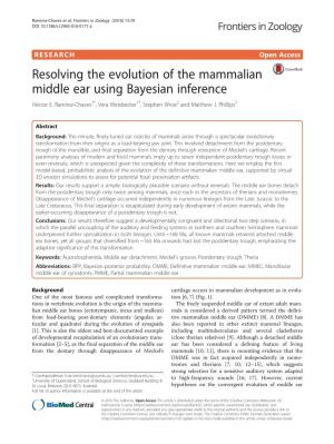 Resolving the Evolution of the Mammalian Middle Ear Using Bayesian Inference Héctor E