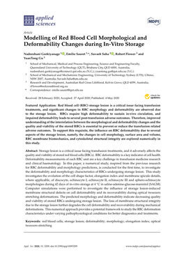 Modelling of Red Blood Cell Morphological and Deformability Changes During In-Vitro Storage