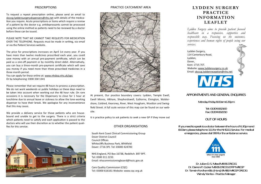 Lydden Surgery Practice Information Leaflet