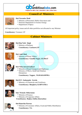 Council of Ministers Cabinet Ministers