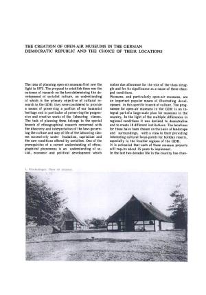 The Creation of Open-Air Museums in the German Democratic Republic and the Choice of Their Locations