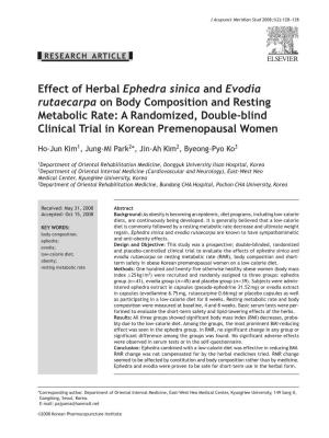 Effect of Herbal Ephedra Sinica and Evodia Rutaecarpa
