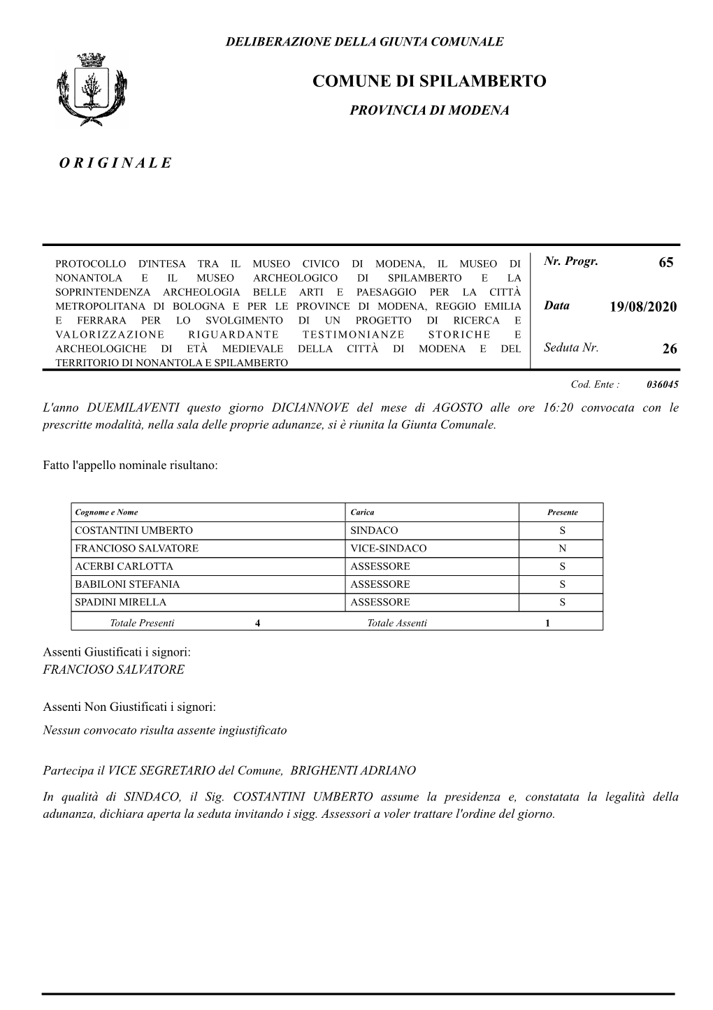 Comune Di Spilamberto Provincia Di Modena