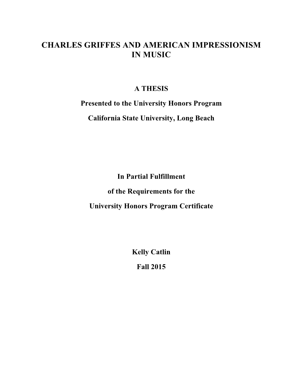 Charles Griffes and American Impressionism in Music