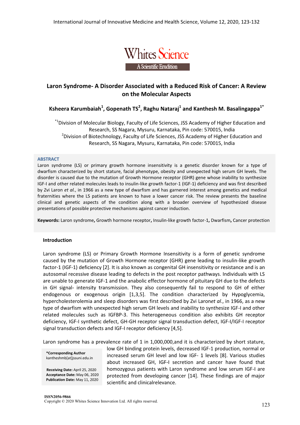 Laron Syndrome- a Disorder Associated with a Reduced Risk of Cancer: a Review on the Molecular Aspects