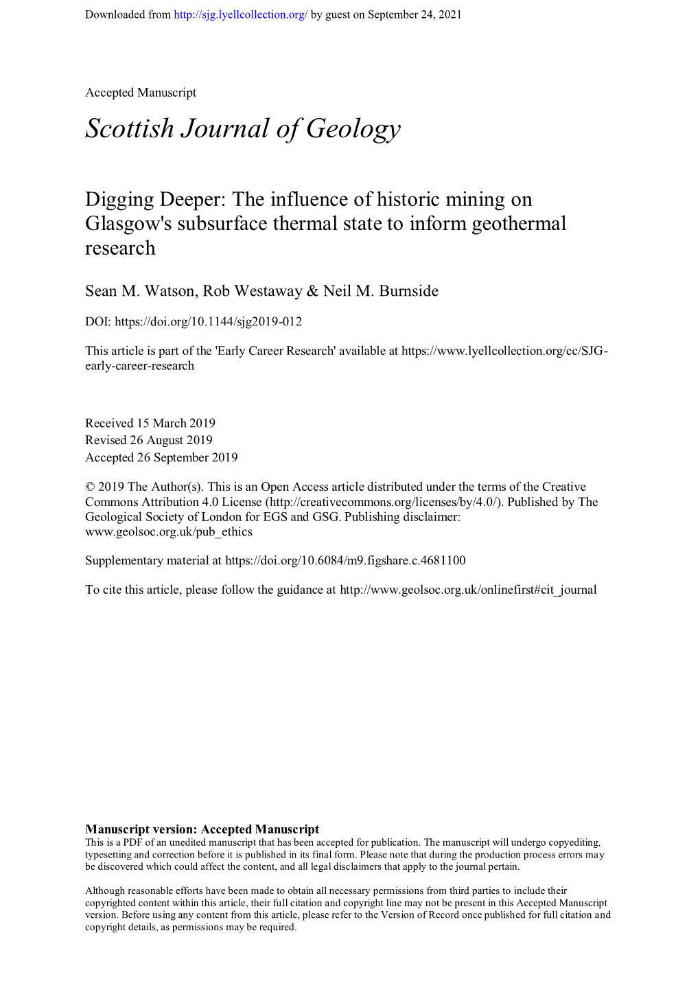 The Influence of Historic Mining on Glasgow's Subsurface Thermal State to Inform Geothermal Research