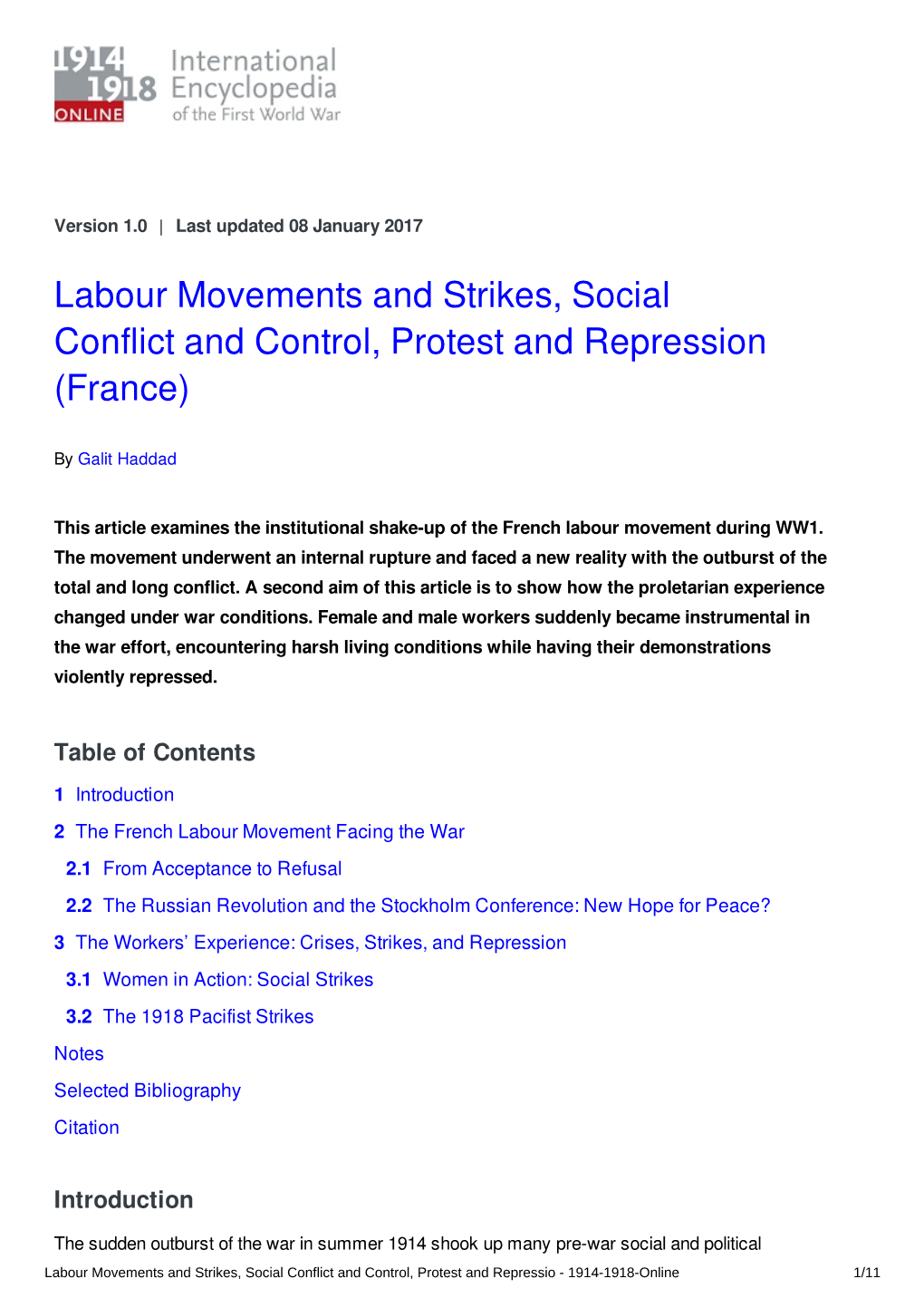 Labour Movements and Strikes, Social Conflict and Control, Protest and Repression (France)